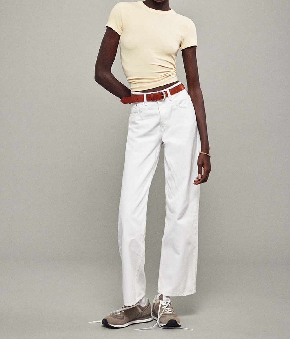 NWT FRAME Slouchy Straight Jeans White Womens 30 100% Cotton Denim Free People